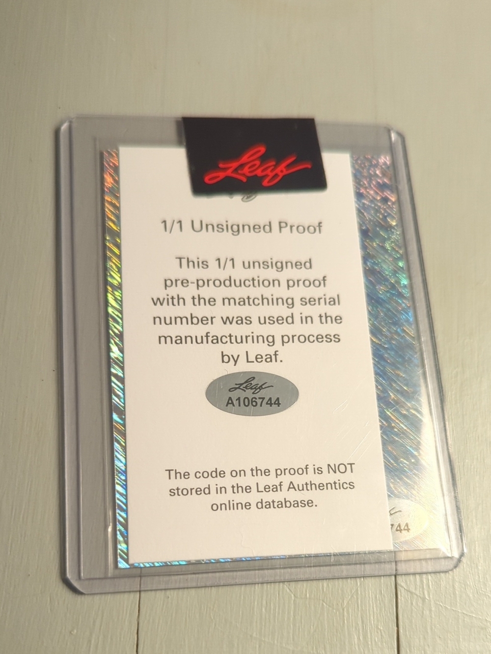 1/1 Unsigned Proof Card Warren Moon- White with Holographic Accents